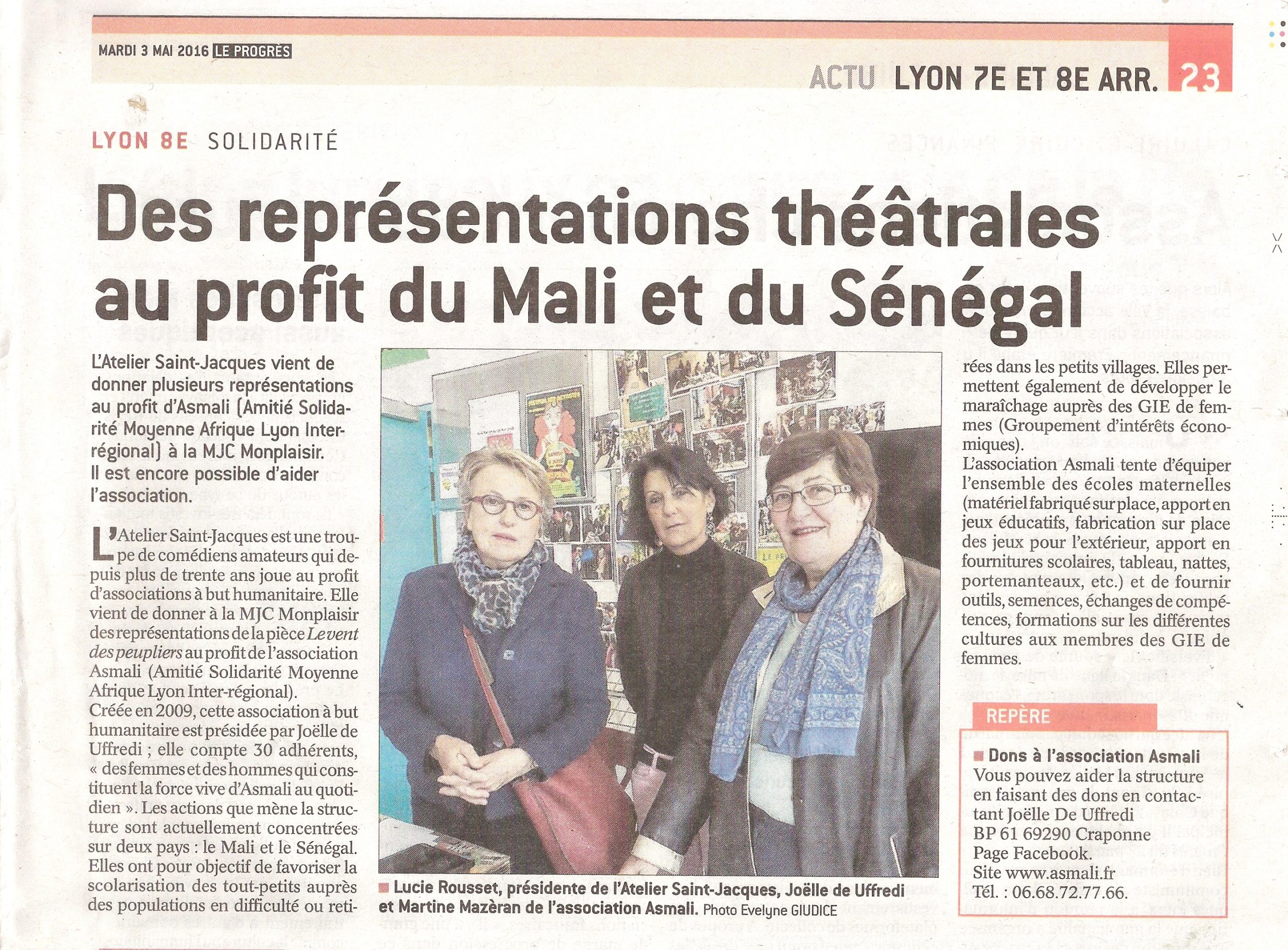 Des représentations théâtrales au profit du Mali et du Sénégal